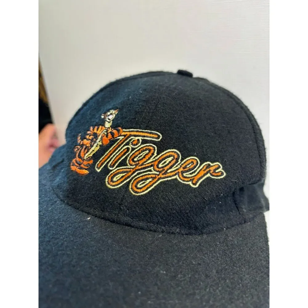 The Disney Store Tigger Baseball Hat Unisex One Size Black Vintage 90s felted